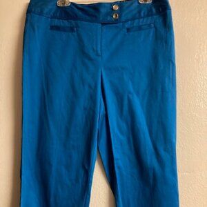 STYLE &COMPANY Capris Low Rise Stretch Button Front Island Blue Faux Pkts 12 NWT